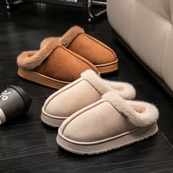 fluffy indoor winter slippers with thick eva sole