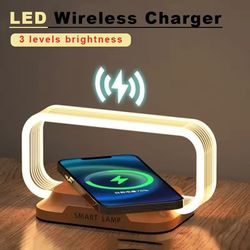 led night light wireless charging stand desk lamp and phone holder