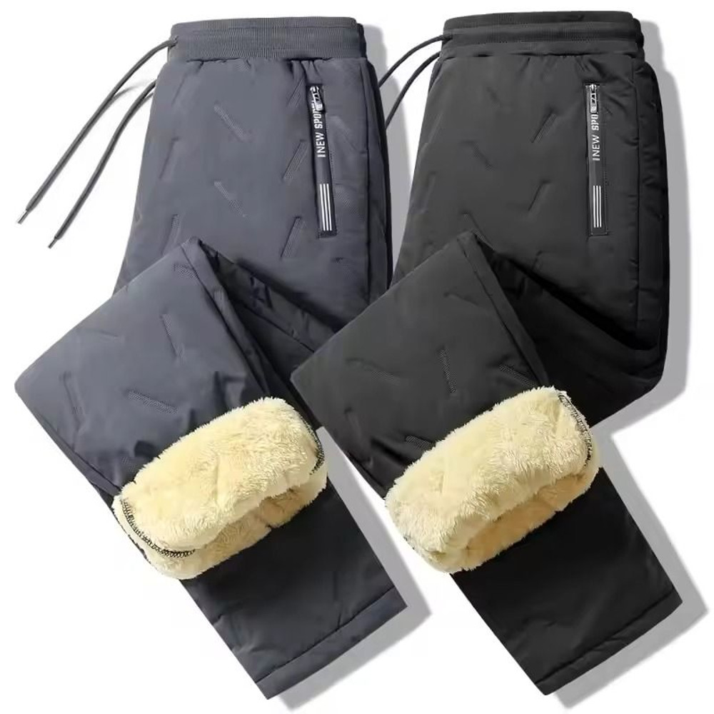 Mens Winter Fleece Sweatpants With Lambswool Lining And Windproof Thermal Design 0