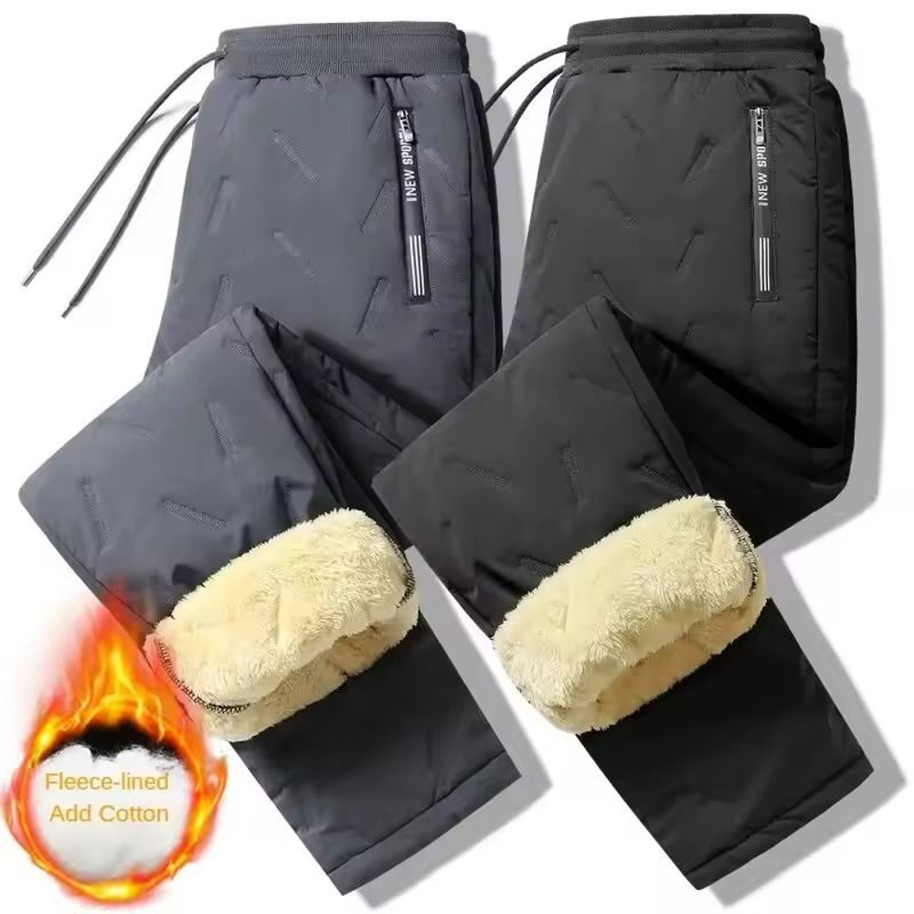 Mens Winter Fleece Sweatpants With Lambswool Lining And Windproof Thermal Design 3