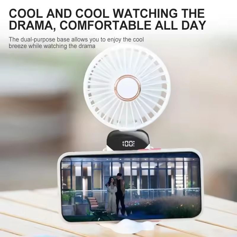 Portable Foldable Mini Fan With USB Rechargeable Battery And Phone Stand 2