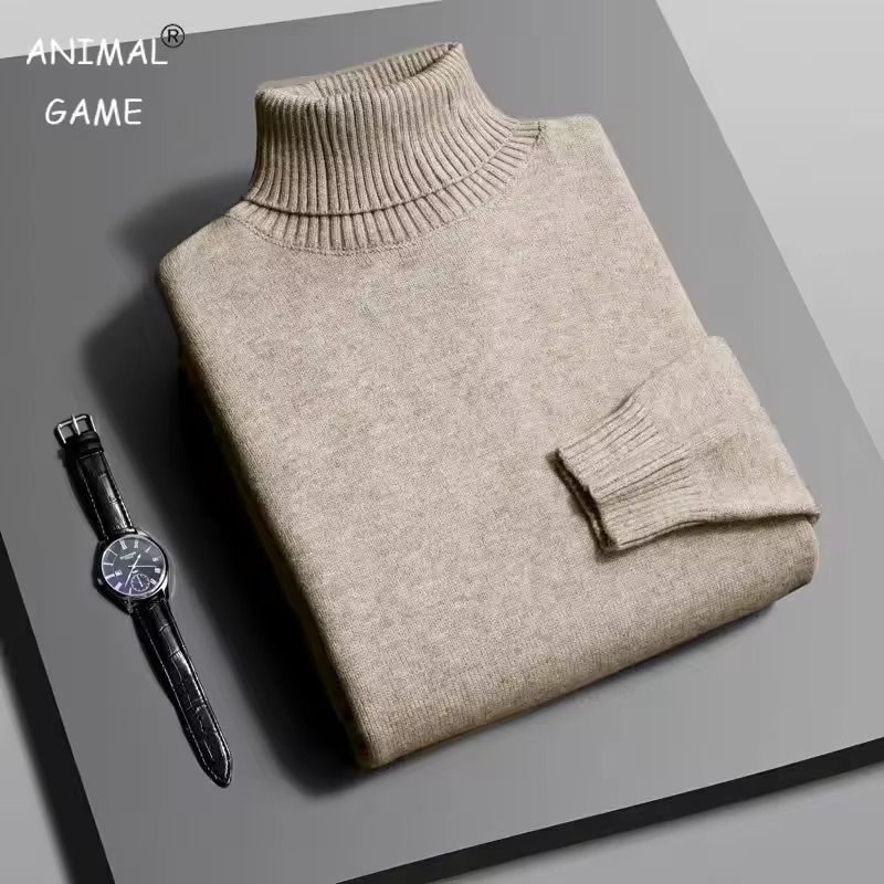 Mens Slim Fit Knitted Turtleneck Sweater With Long Sleeves And AntiPilling Fabric 0
