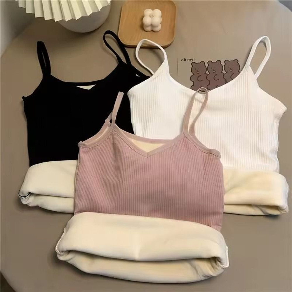 Womens FleeceLined Slim Fit Velvet Corset Tank Top 0