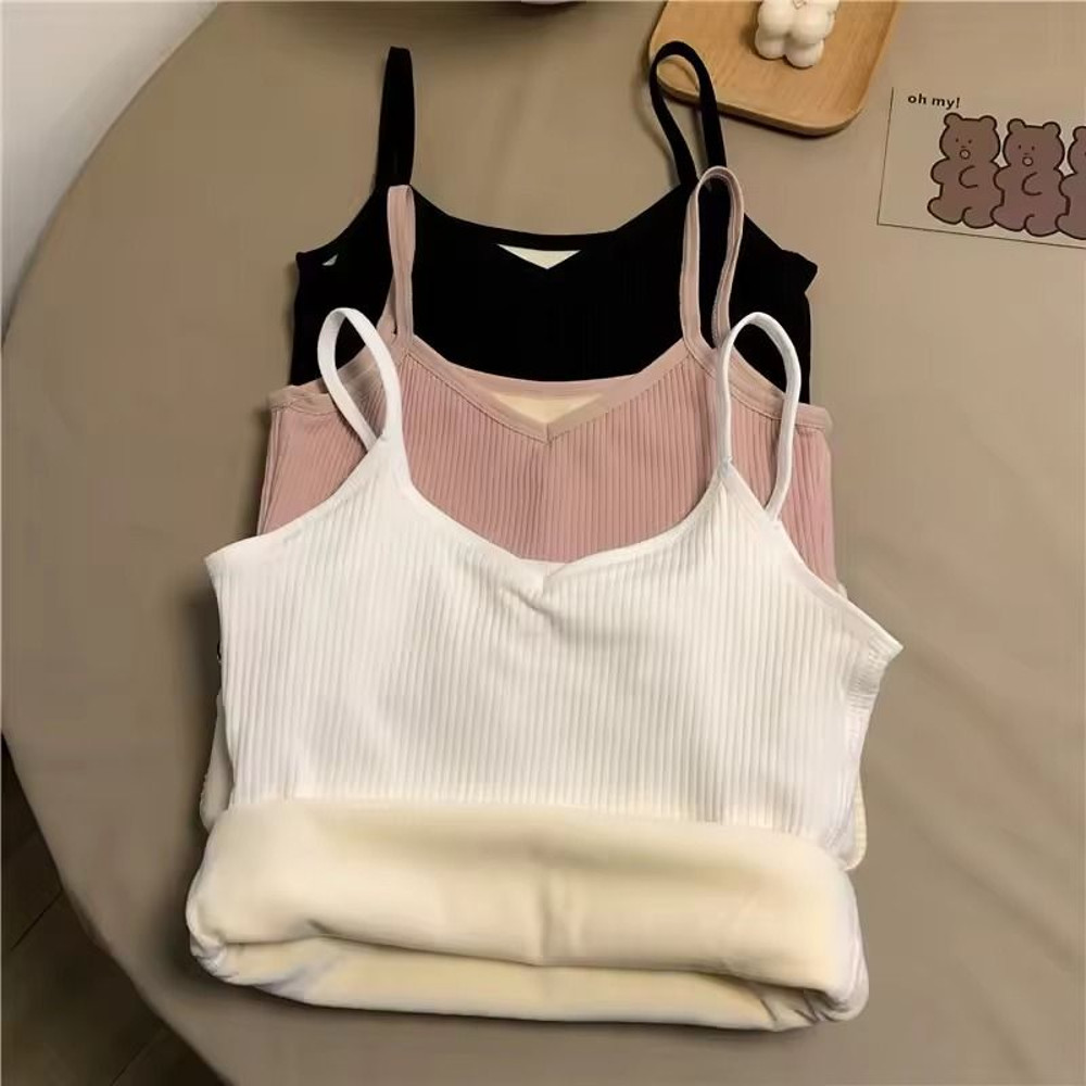 Womens FleeceLined Slim Fit Velvet Corset Tank Top 2