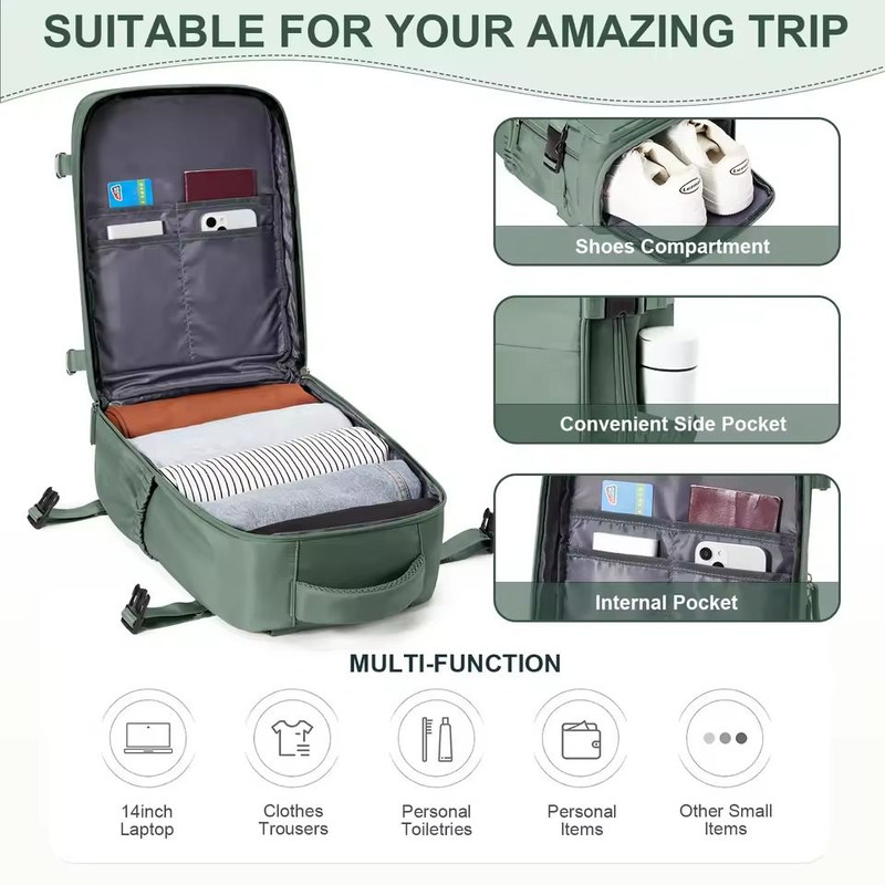 Travel Cabin Backpack CarryOn Bag With Laptop Compartment 1