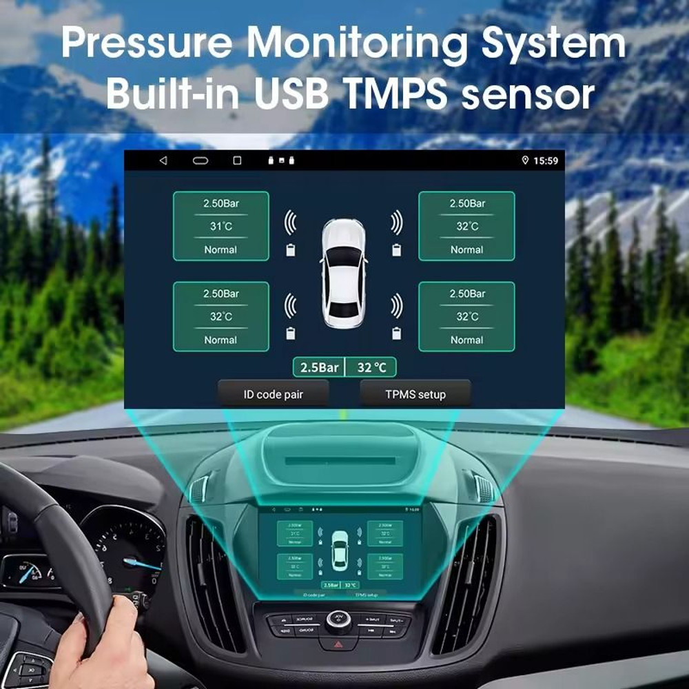USB Android Tire Pressure Monitoring System With Internal And External Sensors 1