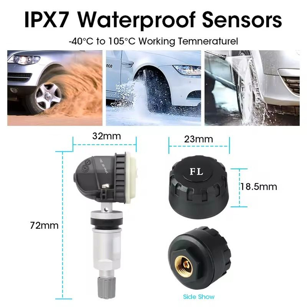 USB Android Tire Pressure Monitoring System With Internal And External Sensors 3