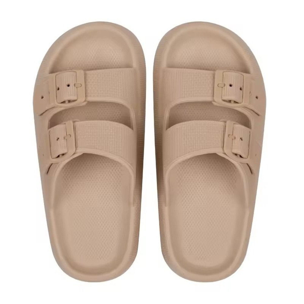 Womens Soft Platform Cloud Slides With Double Buckle 9