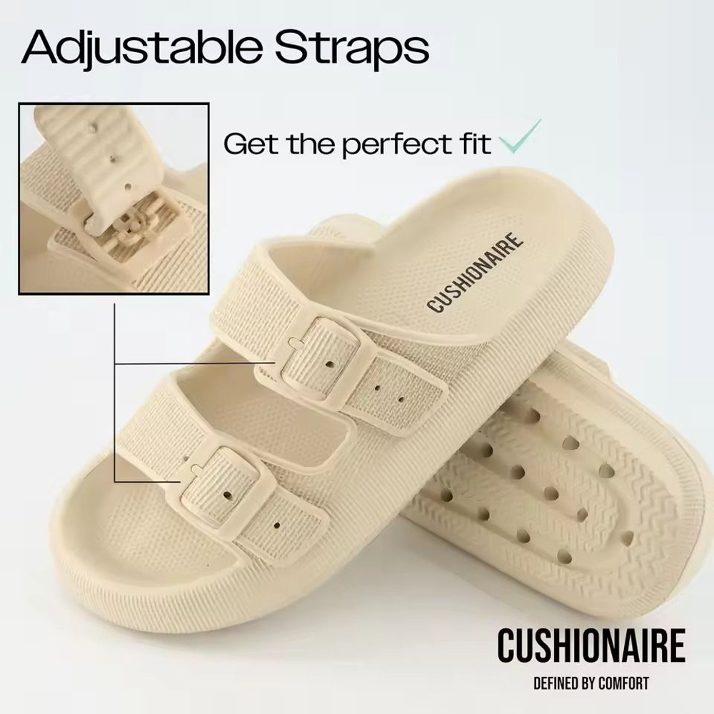 Womens Soft Platform Cloud Slides With Double Buckle 4