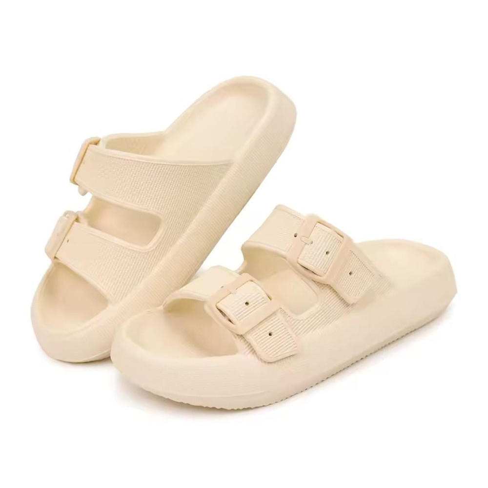 Womens Soft Platform Cloud Slides With Double Buckle 7