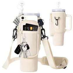40oz neoprene water bottle carrier with adjustable shoulder strap
