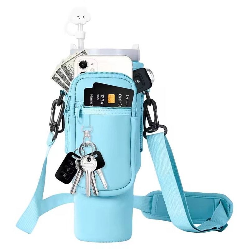 40oz Neoprene Water Bottle Carrier With Adjustable Shoulder Strap 10