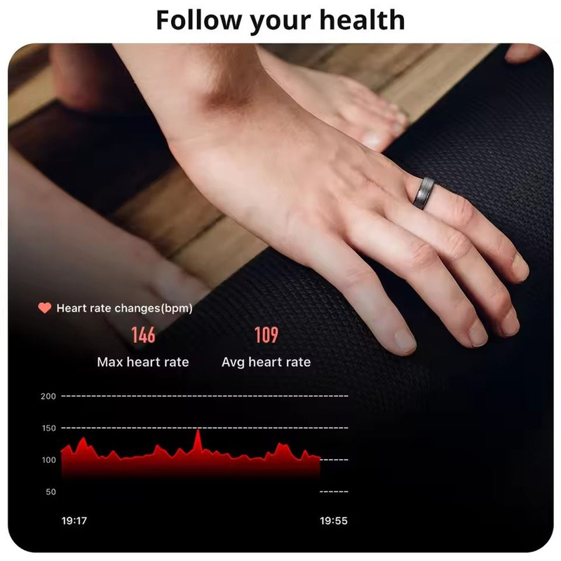 Waterproof Smart Fitness Ring With Heart Rate And Blood Oxygen Monitor 2