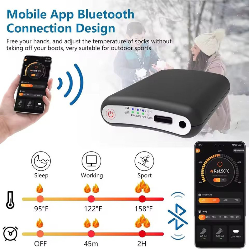 Rechargeable 5000mAh Power Bank For Heated Gloves Vests And Winter Gear 1