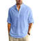 Long Sleeve Cotton Henley Shirt Lightweight Breathable Button Polo Top 9