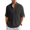 Long Sleeve Cotton Henley Shirt Lightweight Breathable Button Polo Top 2