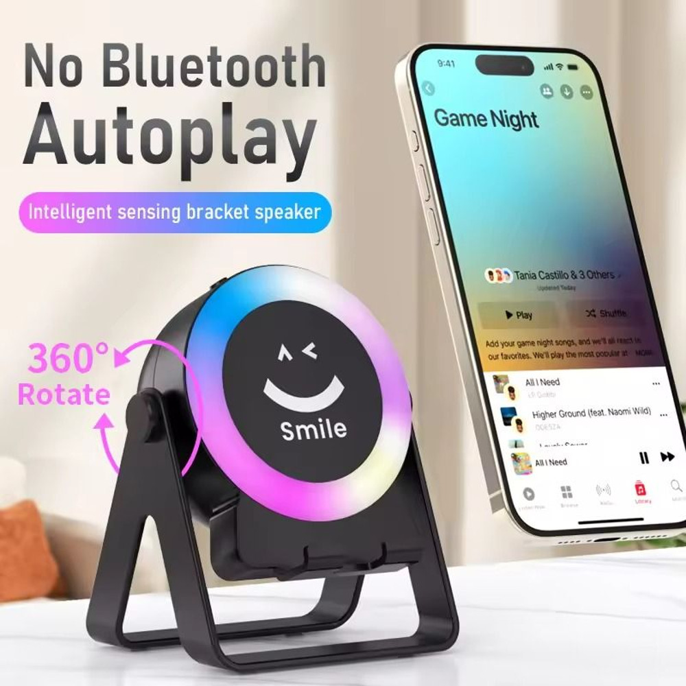 Magnetic Bluetooth Wireless Speaker Phone Holder Stand With LED 0