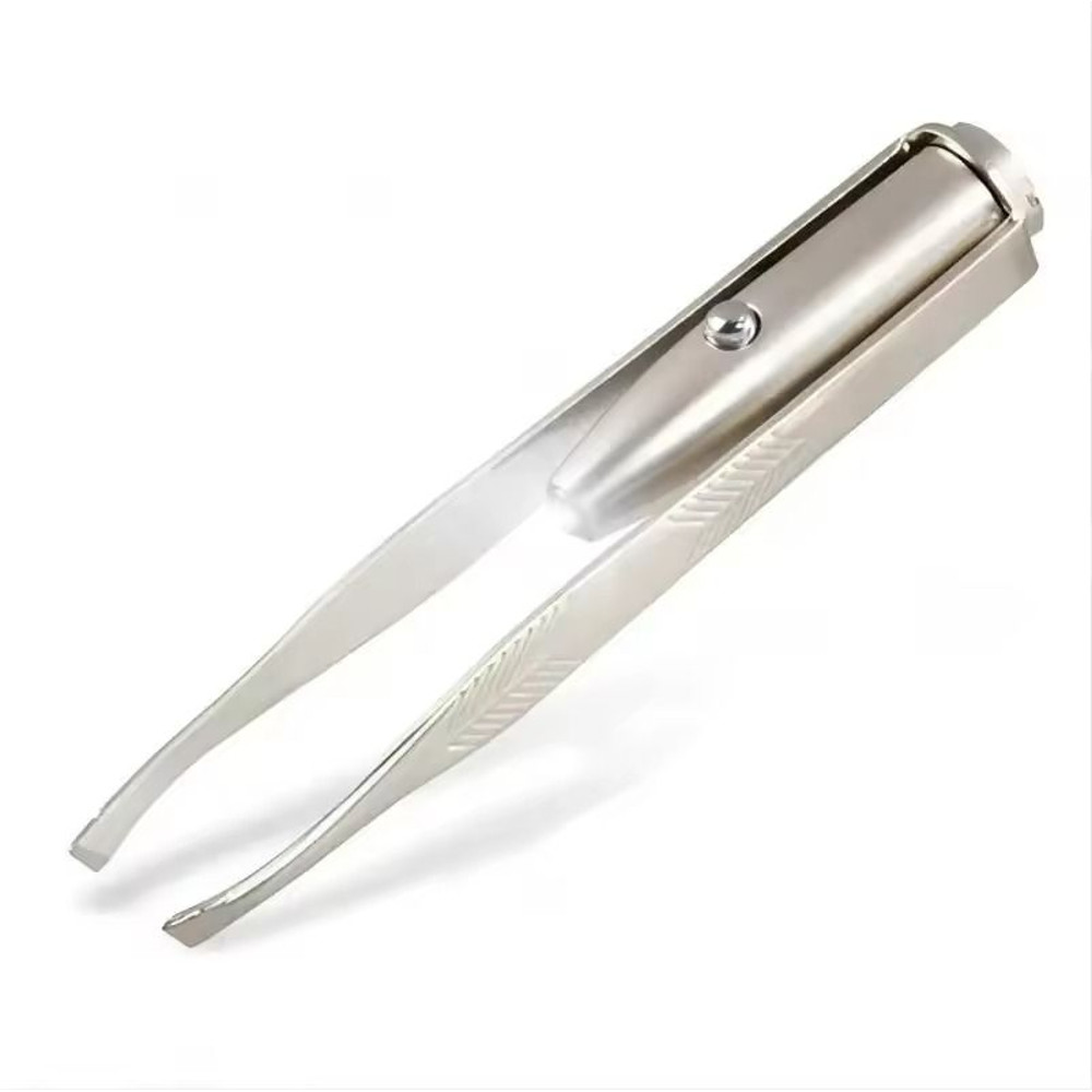 Stainless Steel Eyebrow Tweezer With LED Light Precision Tool 3