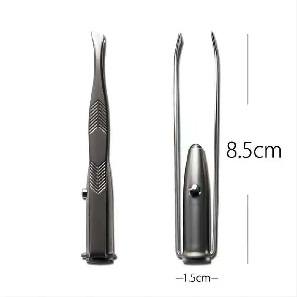 Stainless Steel Eyebrow Tweezer With LED Light Precision Tool 5