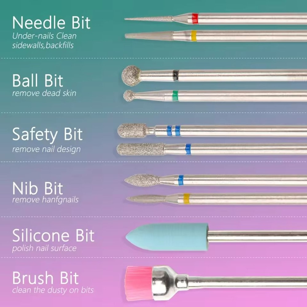 Nail Drill Bit Set 14 Piece Manicure Pedicure Polishing Tools 5
