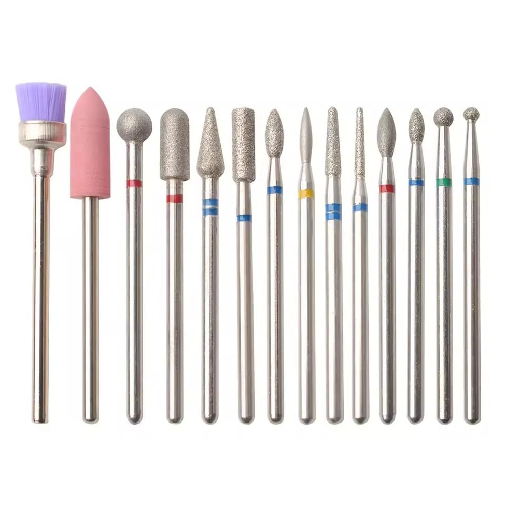 Nail Drill Bit Set 14 Piece Manicure Pedicure Polishing Tools 6