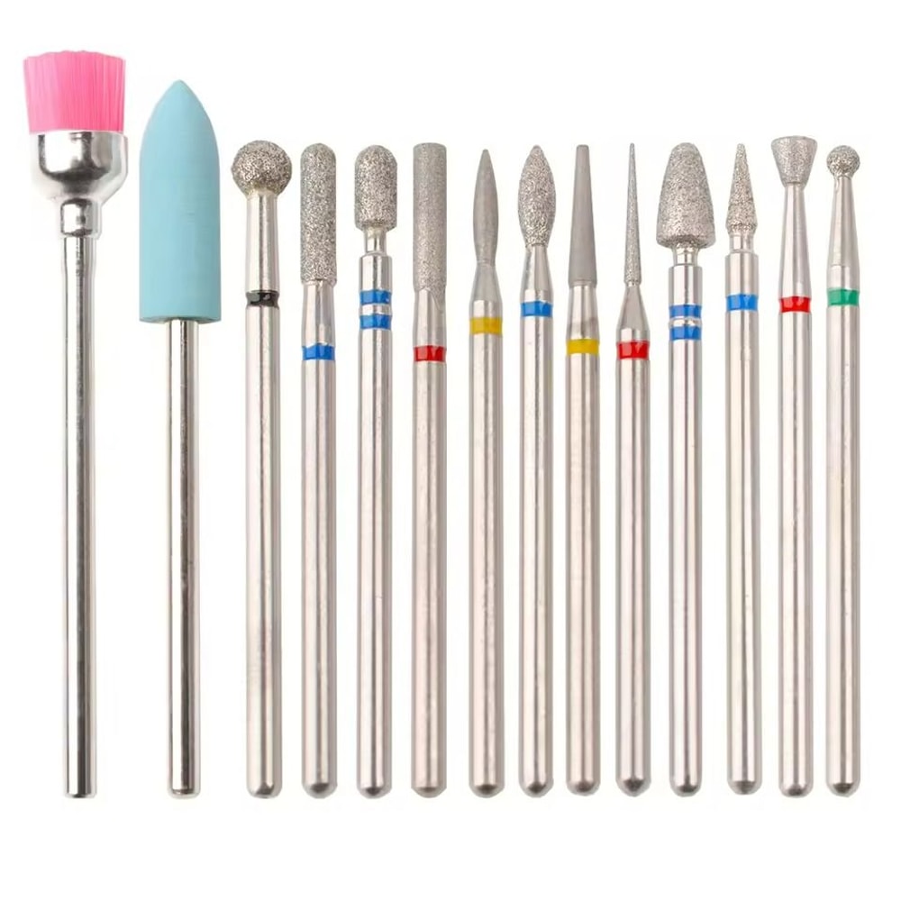 Nail Drill Bit Set 14 Piece Manicure Pedicure Polishing Tools 7