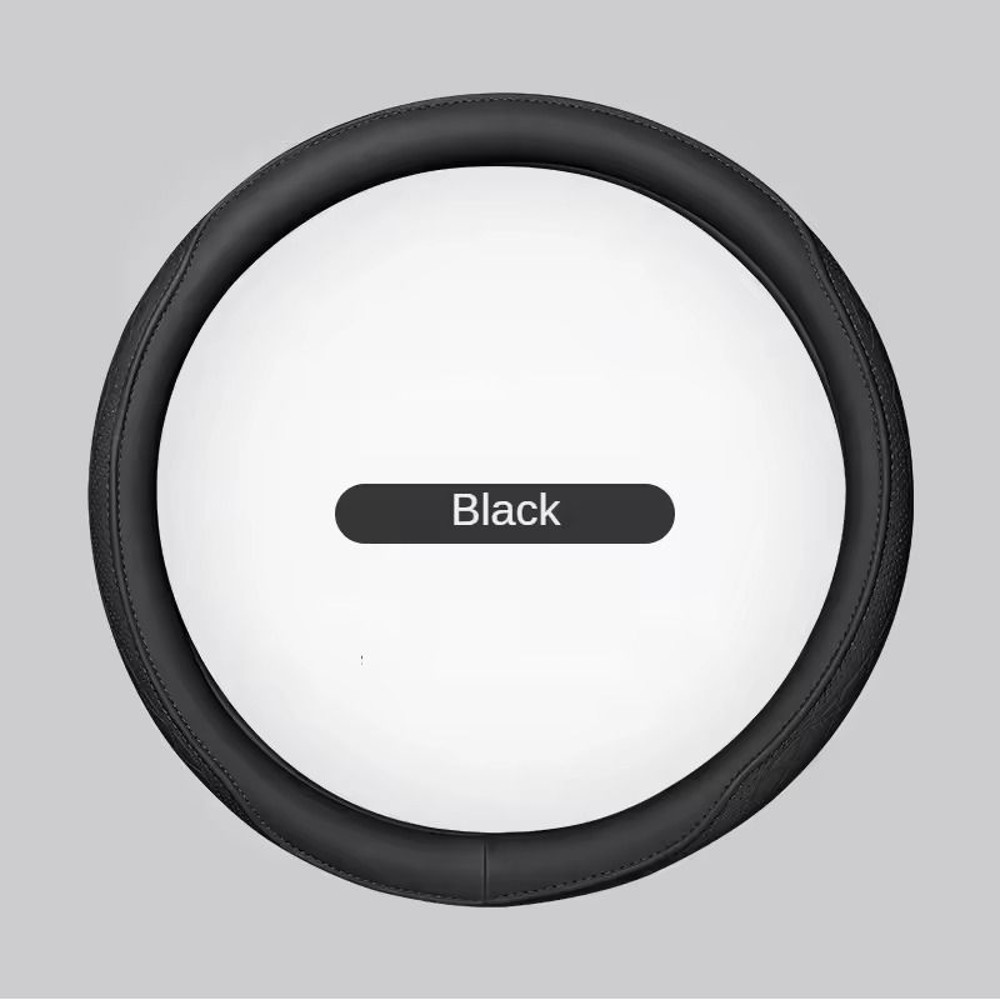 Napa Leather Perforated Steering Wheel Cover Non Slip Breathable 15 Inch 7