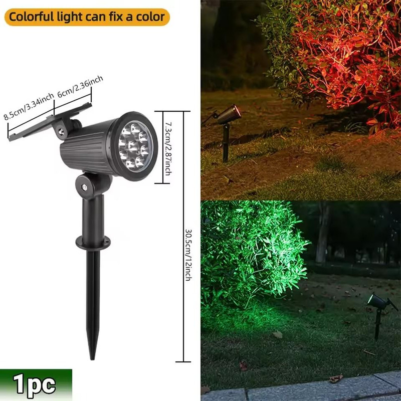 9 LED RGB Solar Spot Lights Waterproof Outdoor Landscape Lights Adjustable Brightness 7