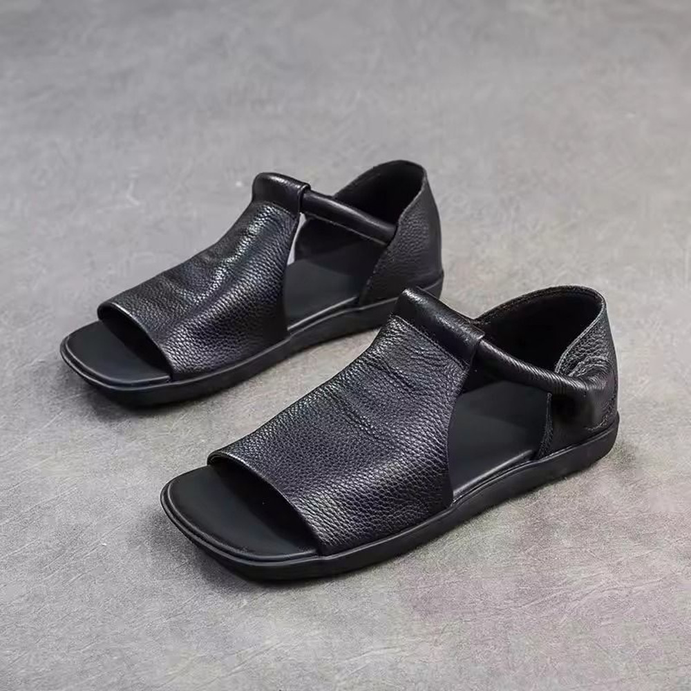 Women Open Toe Flat Sandals With Cross Strap And Adjustable Ankle Strap 2