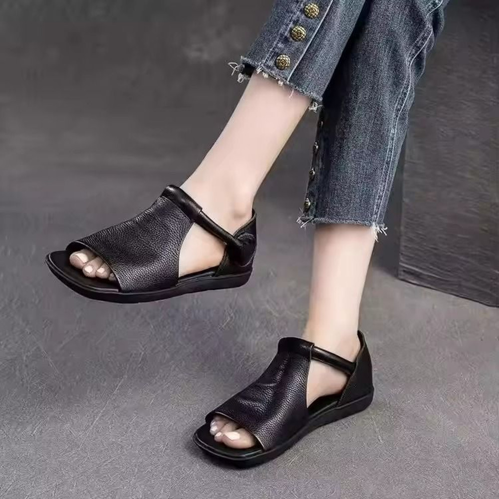 Women Open Toe Flat Sandals With Cross Strap And Adjustable Ankle Strap 6