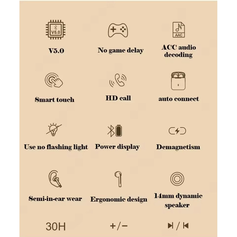 Wireless TWS Bluetooth Earphones HiFi Stereo Sport Headphones With Microphone 5