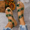 Embroidered Faux Flower Flat Sandals Women Summer Beach Travel Shoes 1
