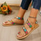 Embroidered Faux Flower Flat Sandals Women Summer Beach Travel Shoes 5