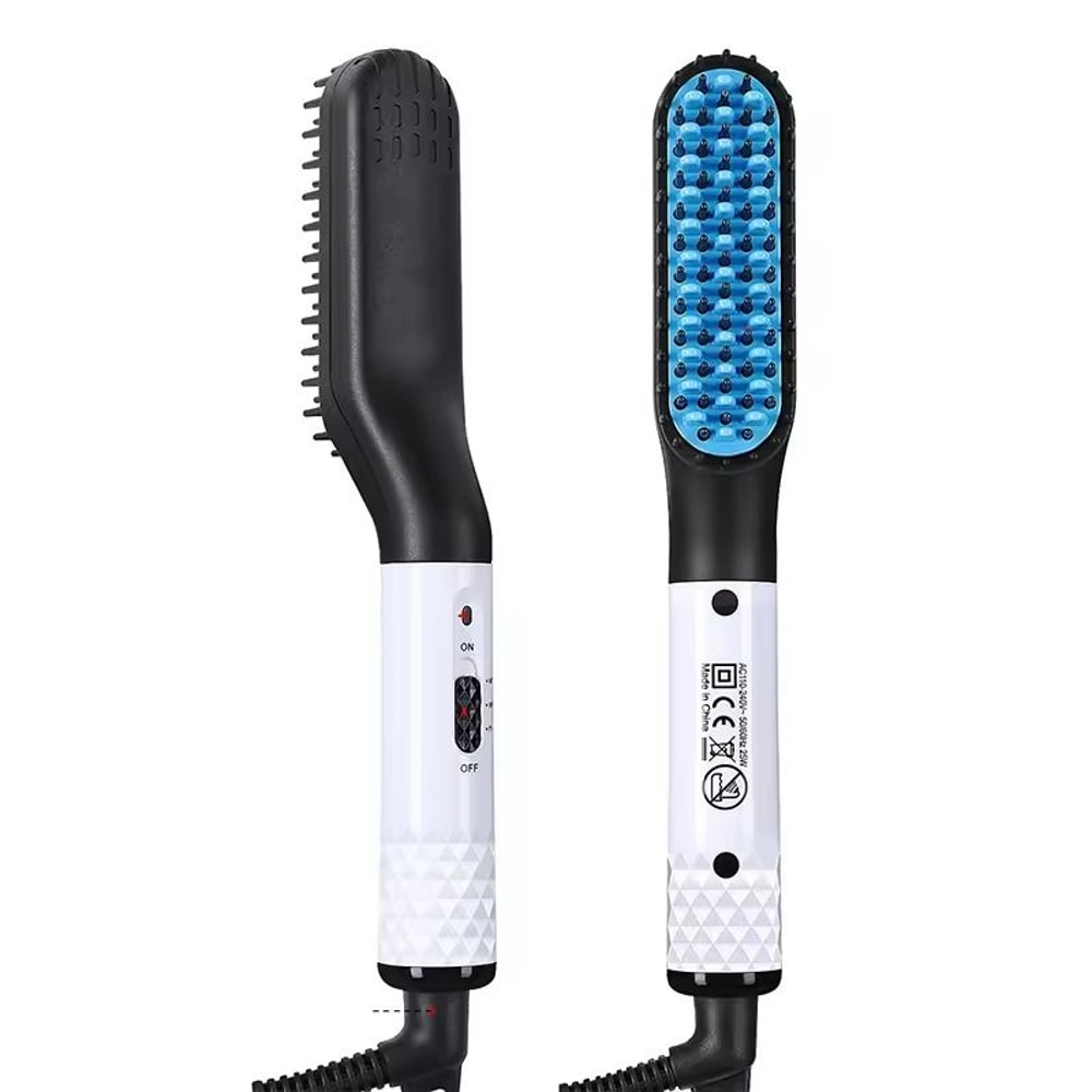 Electric Heated Beard Brush Kit Quick Hair Straightening Comb For Mens Styling 5