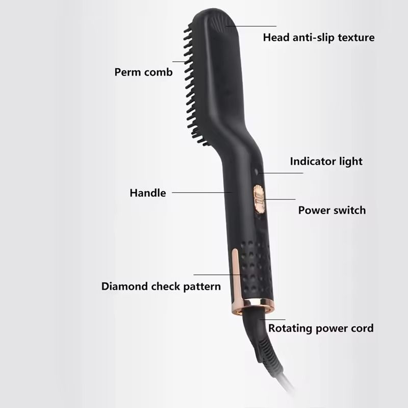 Electric Heated Beard Brush Kit Quick Hair Straightening Comb For Mens Styling 6