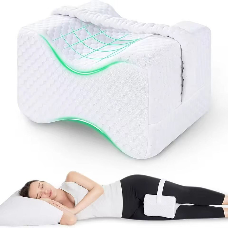 Memory Foam Knee Pillow With Adjustable Strap For Side Sleepers And Hip Pain Relief 0