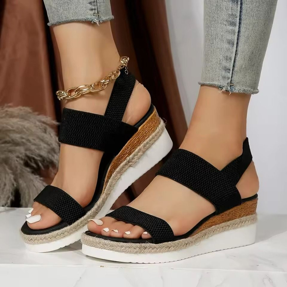 Plus Size Slip On Sandals For Women With Elastic Fabric And Non Slip Sole 2
