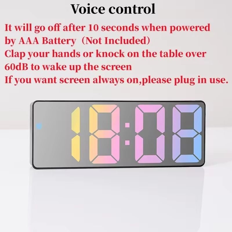 LED Voice Control Digital Alarm Clock With Color Display And Night Mode 2