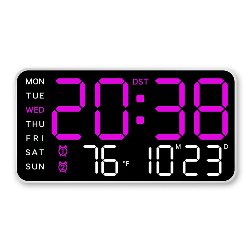 Large LED Digital Wall Clock With Remote Control And Dual Alarms 8