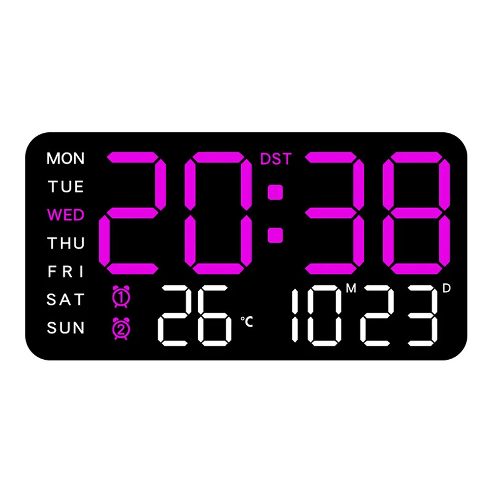 Large LED Digital Wall Clock With Remote Control And Dual Alarms 12