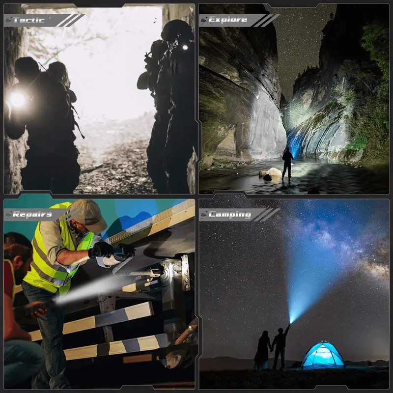 Rechargeable Tactical Flashlight With USBC And 2200 Lumens Beam 5