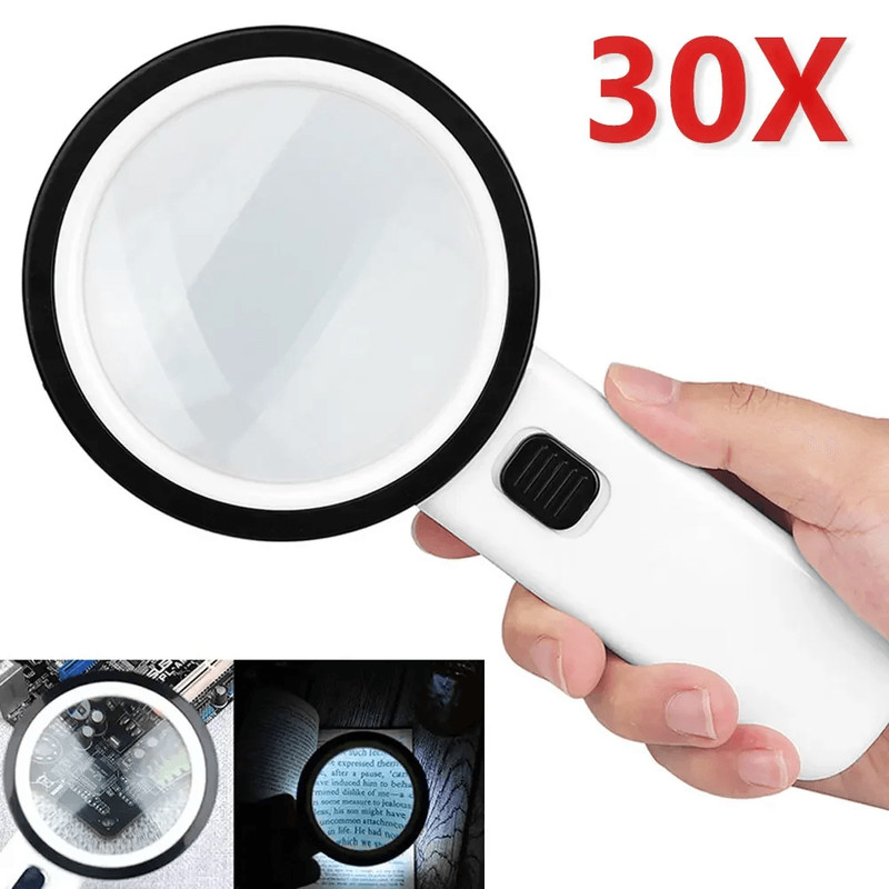 30X Illuminated Magnifying Glass With 12 LED Lights And Optional Gift Box 0
