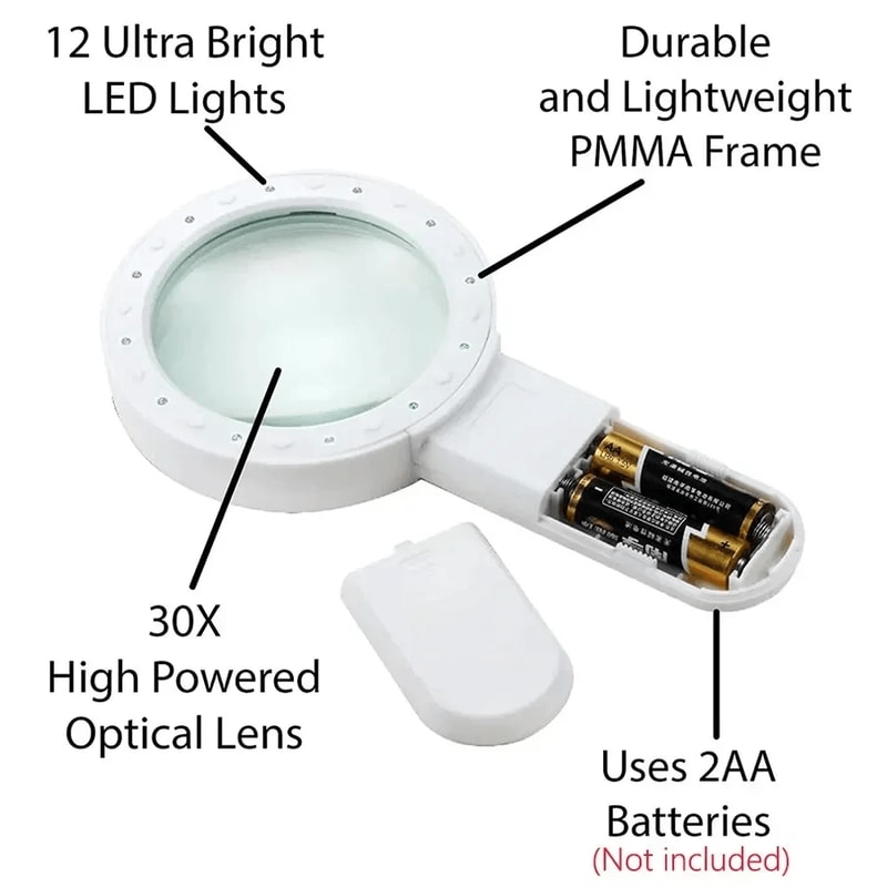 30X Illuminated Magnifying Glass With 12 LED Lights And Optional Gift Box 3