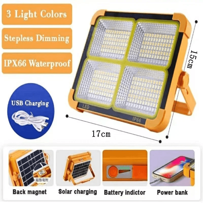 Rechargeable Solar Flood Light For Outdoor Use LED Construction Spotlight 6