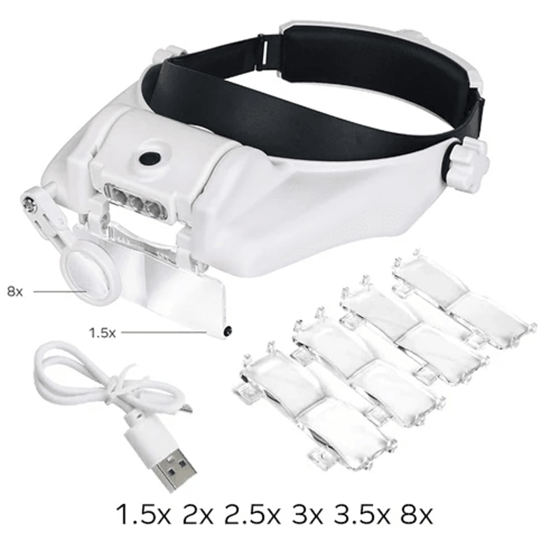 USB Rechargeable LED Glasses Magnifier For Precision Work 6