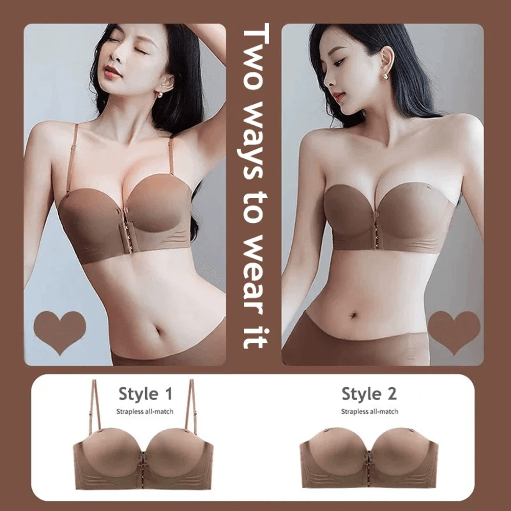 Seamless Strapless Push Up Bra With Front Closure 1