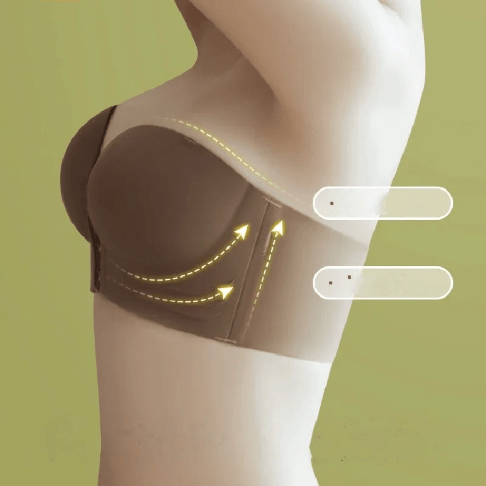 Seamless Strapless Push Up Bra With Front Closure 2