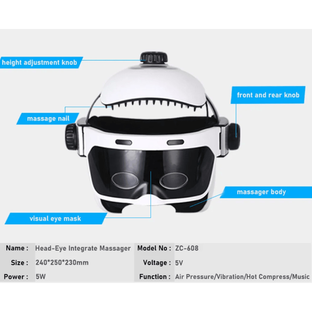 Wireless Head And Eye Massager Helmet With Heat And Air Pressure 4