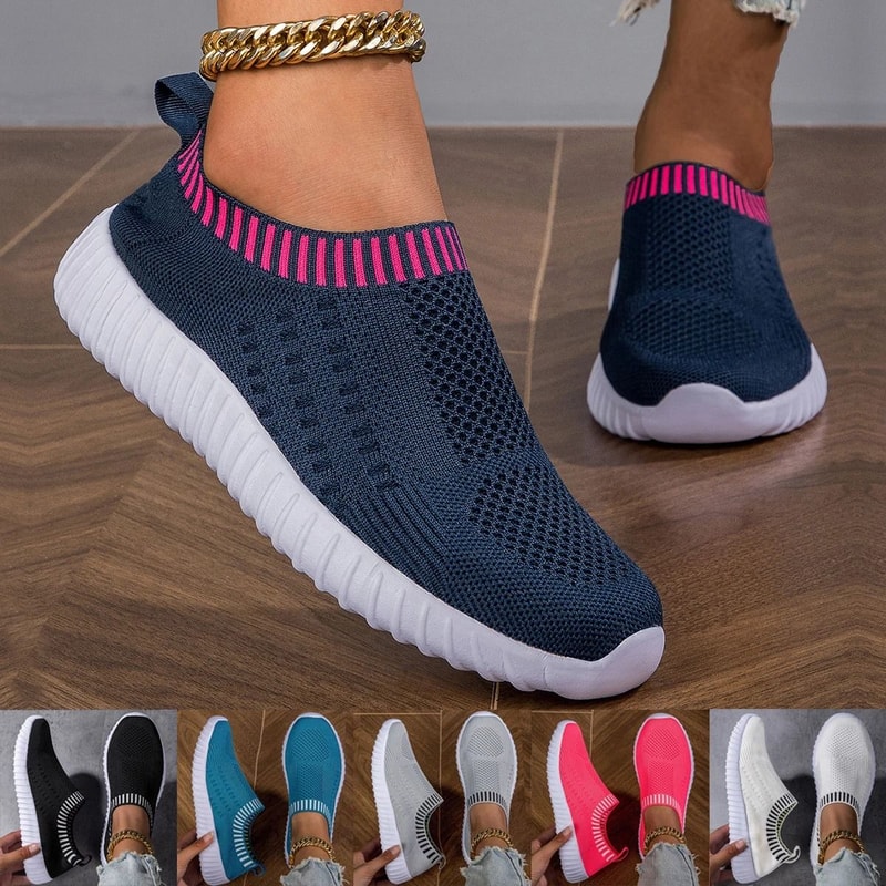 Breathable Knit Lace Up Sneakers For Women 0