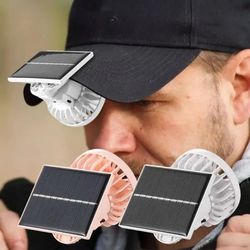 solar clip-on mini fan with usb rechargeable battery for outdoor cooling